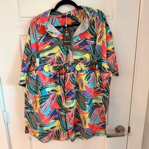 Men Colorful Tropical Shirt and Shorts Set XXXL
